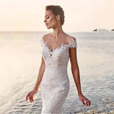 Mermaid Wedding Dress Lace Appliques Sexy V neck Backless Bridal Dress Elegant Long Wedding Gowns Plus Size Custom Made